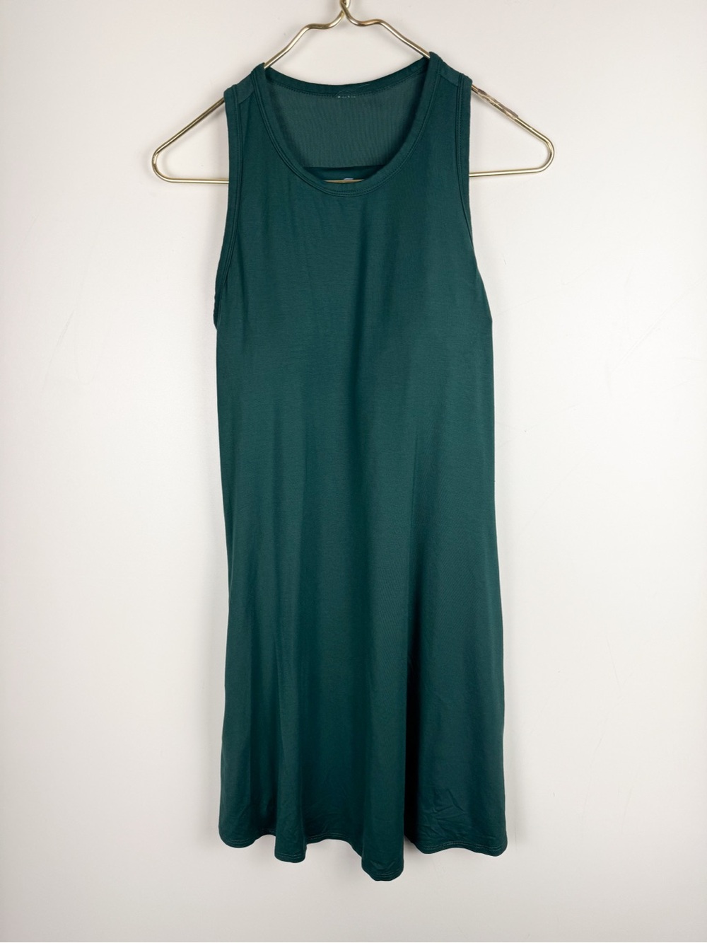 Shebird Womens 3 S/M Sleeveless Dress Built-in Bra Pockets Green Bamboo Modal